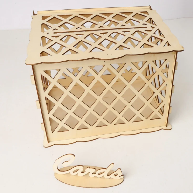 Wooden Wedding Supplies DIY Diamond Pattern Put Business Card Box Large Hollow Design DIY Wedding Card Box With Lock plywood
Wooden Wedding Supplies DIY Diamond Pattern Put Business Card Box Large Hollow Design DIY Wedding Card Box With Lock plywood