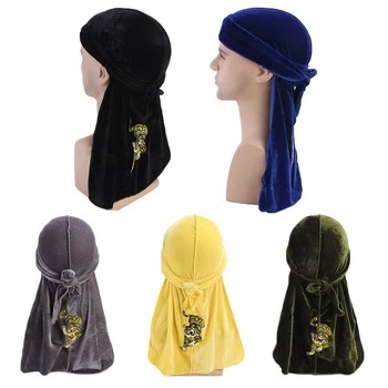 

Unisex Men Women Breathable Bandana Hat velvet Durag do doo du rag long tail headwrap chemo cap Biker Pirate Hair Accessories