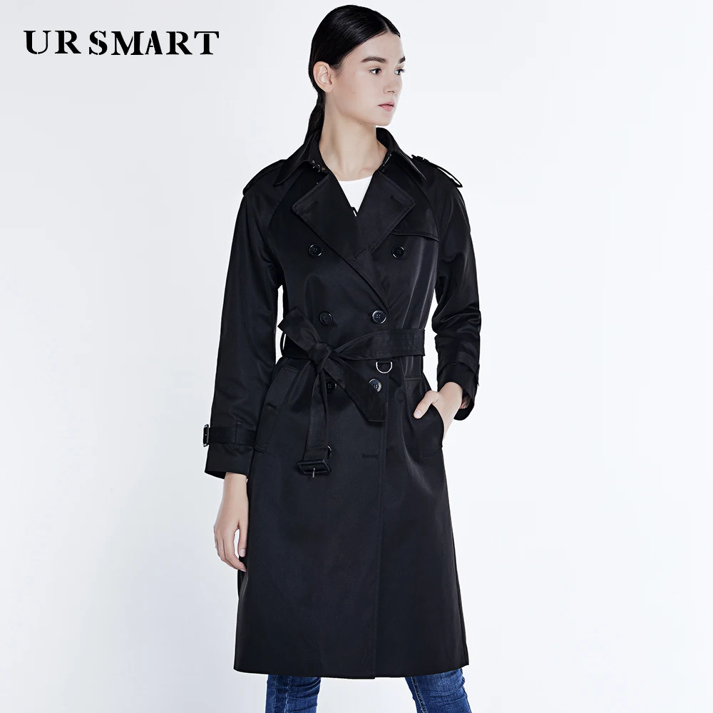 URSMART Ms windbreaker women's doubles the double-breasted waist long windbreaker autumn outfit new black British coat of cul
URSMART Ms windbreaker women's doubles the double-breasted waist long windbreaker autumn outfit new black British coat of cul