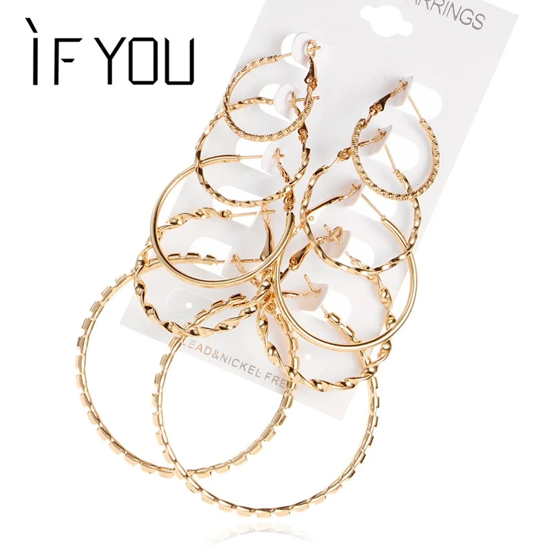 IF YOU 5Pairs/set Round Stud Earrings Set For Woman Twist Surface Rock Punk Fashion High Quality Gold Color Jewelry Gift
IF YOU 5Pairs/set Round Stud Earrings Set For Woman Twist Surface Rock Punk Fashion High Quality Gold Color Jewelry Gift