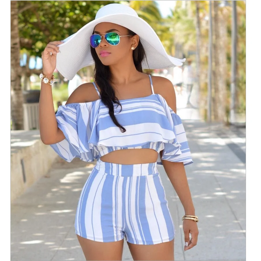 Summer 2 Piece Set Women Slash Neck Short Sleeve Top With Shorts Set 2019 Casual Striped Women Clothes Sexy Two Piece Set Summer
Summer 2 Piece Set Women Slash Neck Short Sleeve Top With Shorts Set 2019 Casual Striped Women Clothes Sexy Two Piece Set Summer