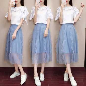 Elegant Fashion Temperament Ensemble Femme Deux Pieces Ruffles Patchwork Thin Skirt Set Sweet Wild Summer Costumes For Women
Elegant Fashion Temperament Ensemble Femme Deux Pieces Ruffles Patchwork Thin Skirt Set Sweet Wild Summer Costumes For Women