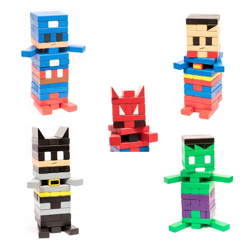 Kids Baby Learning Educational Wooden blocks toy Colorful super heroes Jenga Stack Up Wood blocks gift Brinquedos Juguets
Kids Baby Learning Educational Wooden blocks toy Colorful super heroes Jenga Stack Up Wood blocks gift Brinquedos Juguets