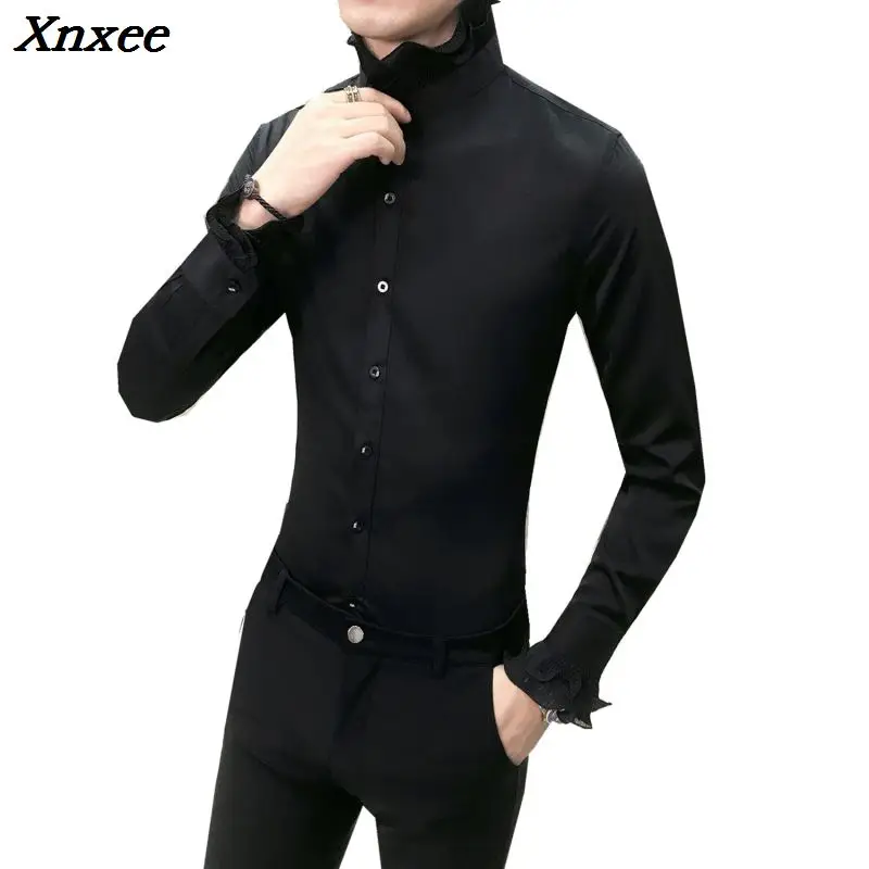 2018 White Gothic Mens Shirts With Lace Collar Black Turtle Neck Baroque Shirts Mens Dress Slim Fit Wedding Party Club Outfits
2018 White Gothic Mens Shirts With Lace Collar Black Turtle Neck Baroque Shirts Mens Dress Slim Fit Wedding Party Club Outfits