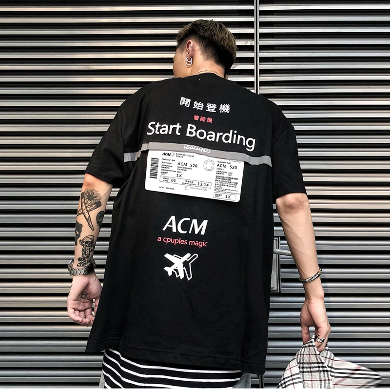 Reflective T-shirts Men Hip Hop Air Tickets Patch Tshirts Streetwear Men 2019 Fashion Summer Streetwear Tops Tees for Male XD088
Reflective T-shirts Men Hip Hop Air Tickets Patch Tshirts Streetwear Men 2019 Fashion Summer Streetwear Tops Tees for Male XD088