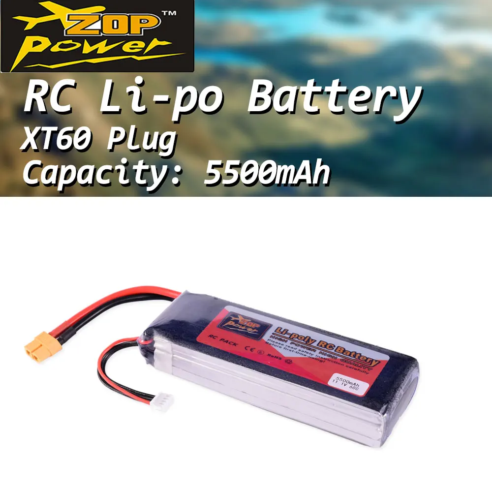 ZOP Power 11.1V 60C 5500mAh 3S Lipo Battery XT60 Plug Replacement battery for RC Racing Drone Quadcopter Helicopter Car Boat
ZOP Power 11.1V 60C 5500mAh 3S Lipo Battery XT60 Plug Replacement battery for RC Racing Drone Quadcopter Helicopter Car Boat