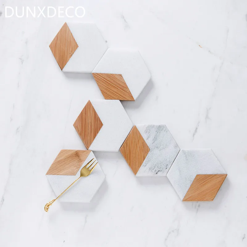 DUNXDECO Coffee Cup Pad Set Marbling Bamboo Geometric Hexagon Table Mat Home Office Desk Accessories Modern Art Decoration 2PCS
DUNXDECO Coffee Cup Pad Set Marbling Bamboo Geometric Hexagon Table Mat Home Office Desk Accessories Modern Art Decoration 2PCS