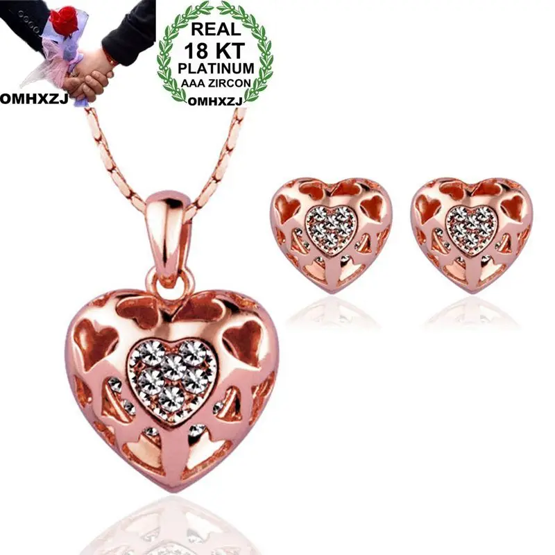 OMHXZJ Wholesale Personality Fashion Woman Heart Zircon 18KG Gold White Gold Rose Gold Stud Earrings+Necklace Jewelry Set SE28
OMHXZJ Wholesale Personality Fashion Woman Heart Zircon 18KG Gold White Gold Rose Gold Stud Earrings+Necklace Jewelry Set SE28