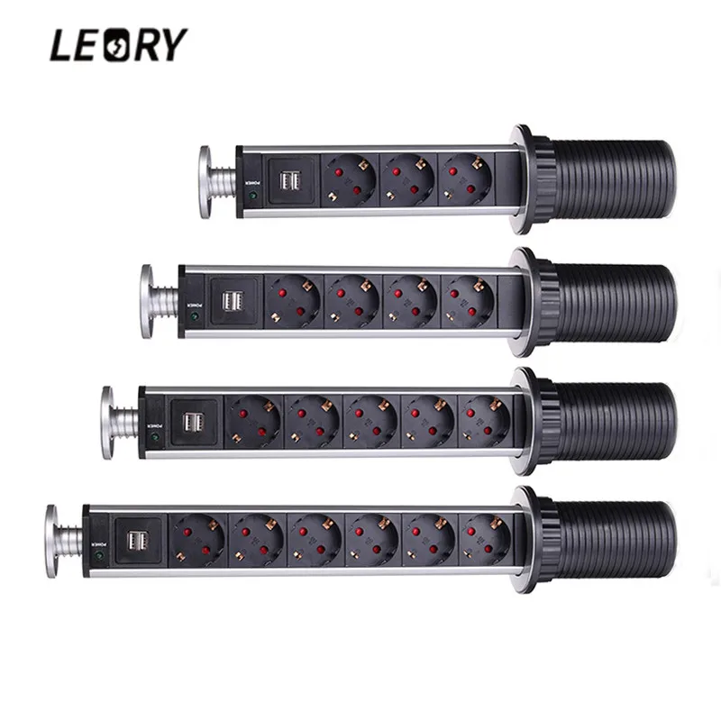 LEORY Table Up Electrical Socket EU Plug 3/4/5 Power Plug Sockets 2 USB Charge Outlet 250V 16A Power Indicator Aluminum
LEORY Table Up Electrical Socket EU Plug 3/4/5 Power Plug Sockets 2 USB Charge Outlet 250V 16A Power Indicator Aluminum