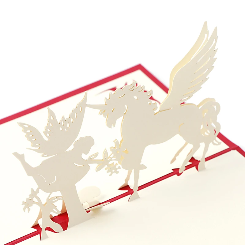 3D Pop Up Paper Laser Cut Greeting Cards Creative Handmade Horse and Angel Birthday Postcards for Lover Thank You Cards
3D Pop Up Paper Laser Cut Greeting Cards Creative Handmade Horse and Angel Birthday Postcards for Lover Thank You Cards
