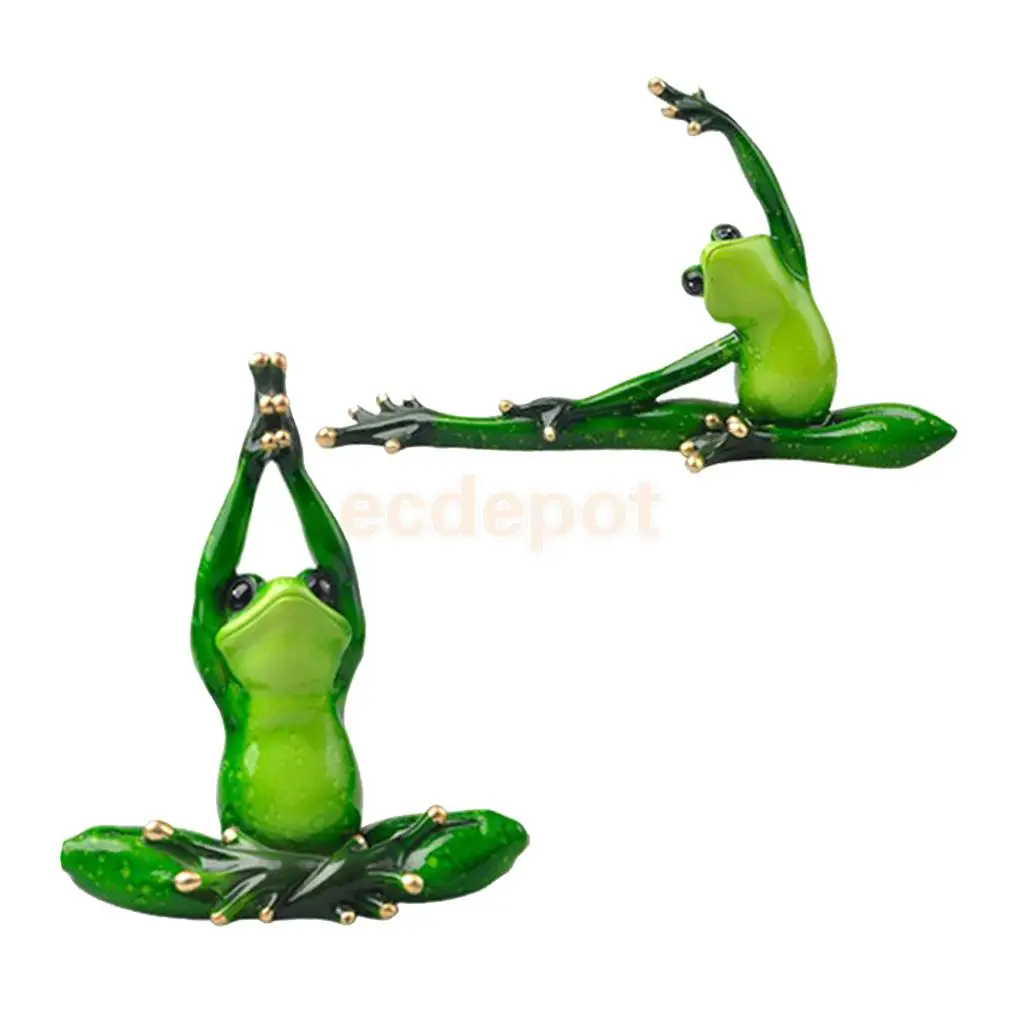 2pcs 3D Frog Figurines Miniatures Ornament Statute Bonsai Garden Decor Bonsai Plant Decoration Craft, Office Desk Ornament