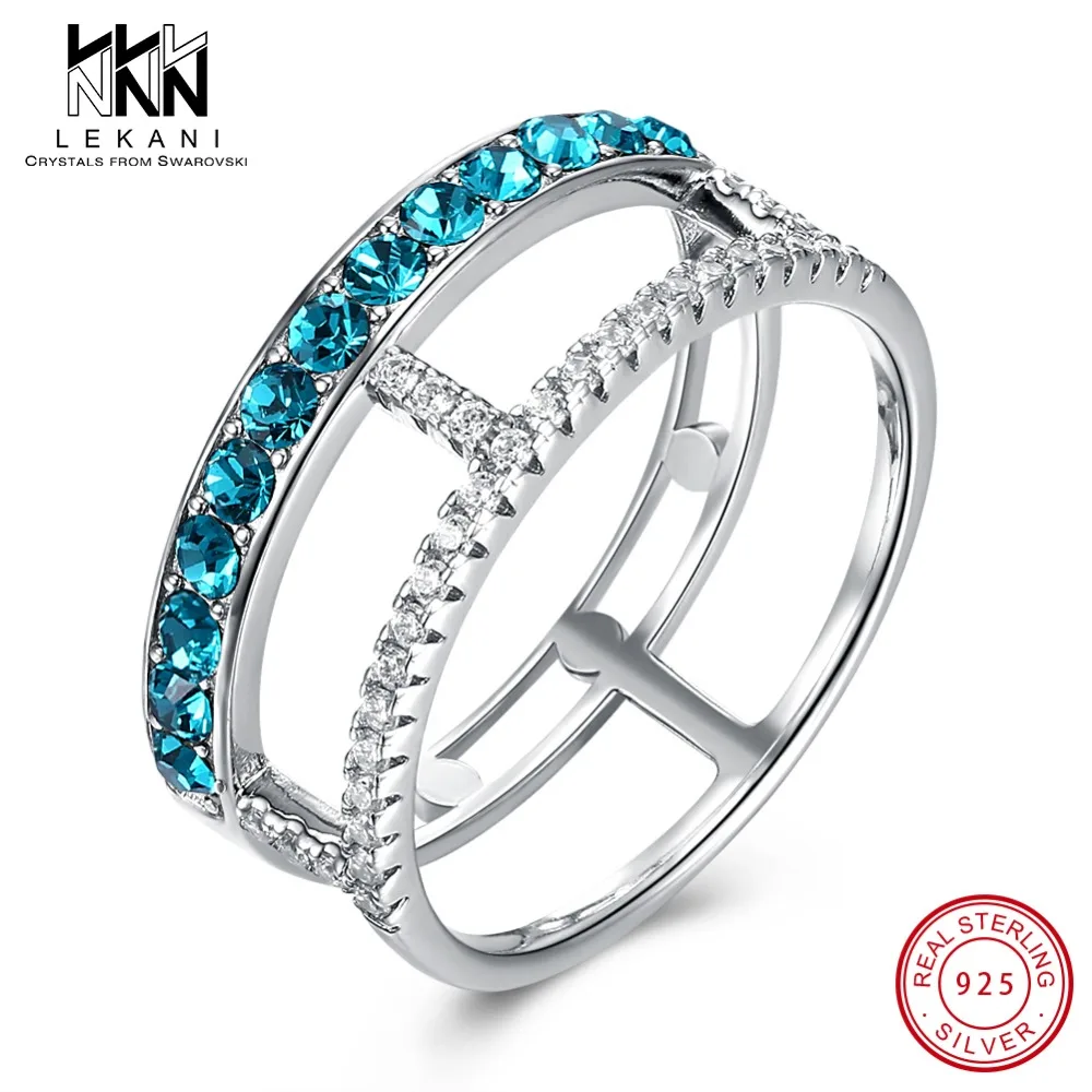 Blue Crystal From Swarovski Ring For Women 925 Sterling Silver Shiny Cubic Zircon Hollow Silver Elagant Ring Engagement Jewelry
Blue Crystal From Swarovski Ring For Women 925 Sterling Silver Shiny Cubic Zircon Hollow Silver Elagant Ring Engagement Jewelry