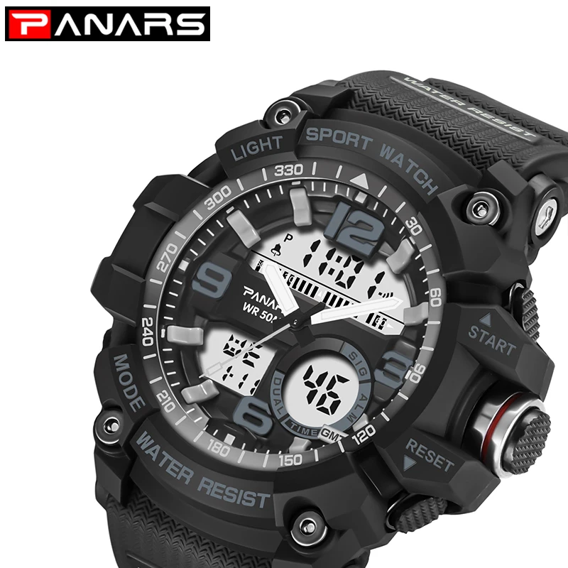 PANARS Digital Sports Watches G Style Mens Waterproof Shock Resistant Japanese Battery Backlight Wristwatches
PANARS Digital Sports Watches G Style Mens Waterproof Shock Resistant Japanese Battery Backlight Wristwatches