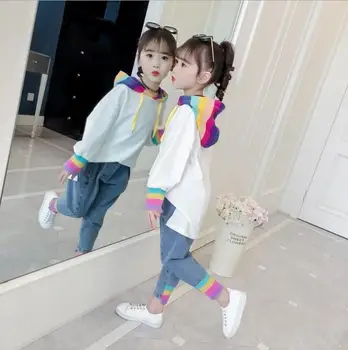 Spring and Autumn Fashion Girls Set New Girl Color Hat Sweater + Jeans Two-piece Set Children's Sports and Leisure Set
Spring and Autumn Fashion Girls Set New Girl Color Hat Sweater + Jeans Two-piece Set Children's Sports and Leisure Set