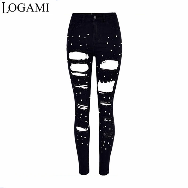 LOGAMI High Waist Jeans Woman Pencil Ripped Jeans with Pearl Womens Pants Black Vaqueros Mujer Cintura Alta
LOGAMI High Waist Jeans Woman Pencil Ripped Jeans with Pearl Womens Pants Black Vaqueros Mujer Cintura Alta