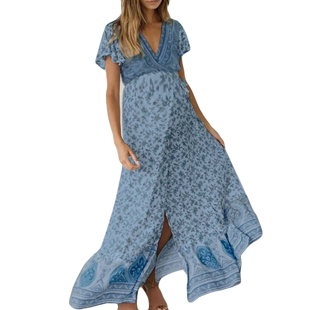 CHAMSGEND Summer Boho Beach Dress Loose Vestidos Plus Size Pregnant Woman V-Neck Floral Print Slit Fashion Long Dress 19May30
CHAMSGEND Summer Boho Beach Dress Loose Vestidos Plus Size Pregnant Woman V-Neck Floral Print Slit Fashion Long Dress 19May30