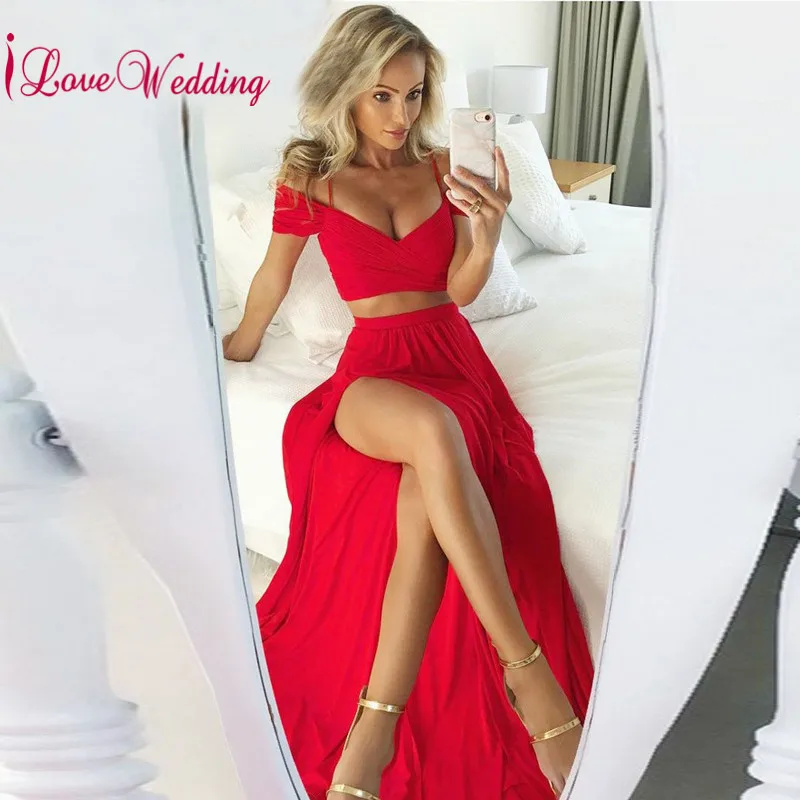 Hot Sale 2019 Two Pieces Red Chiffon Prom Dress Custom made Sexy Long Prom Gown Vestidos de gala
Hot Sale 2019 Two Pieces Red Chiffon Prom Dress Custom made Sexy Long Prom Gown Vestidos de gala