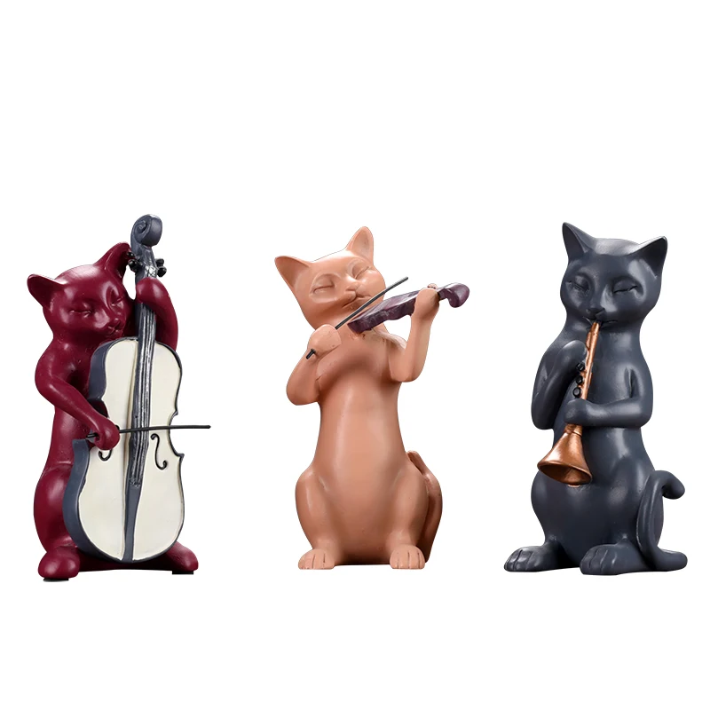 Wine Bar Cabinet Creative Ornaments Bookcase Home Decoration Bedroom Cute Cat Figurine Cat Band Kitten Violin Play Statue Gift 
Wine Bar Cabinet Creative Ornaments Bookcase Home Decoration Bedroom Cute Cat Figurine Cat Band Kitten Violin Play Statue Gift