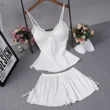 omen Sexy Satin Pajamas Set Lace Silk Pyjama Set V-neck Ladies Pijamas Sleepwear Women Summer Clothes Homewear
omen Sexy Satin Pajamas Set Lace Silk Pyjama Set V-neck Ladies Pijamas Sleepwear Women Summer Clothes Homewear