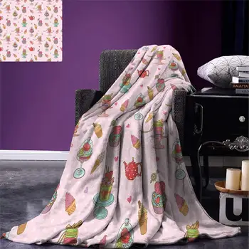 Ice Cream Decor Throw Blanket Retro Cupcakes Teapots Candies Cookies on Polka Dots Vintage Kitchen Print Warm Microfiber
Ice Cream Decor Throw Blanket Retro Cupcakes Teapots Candies Cookies on Polka Dots Vintage Kitchen Print Warm Microfiber