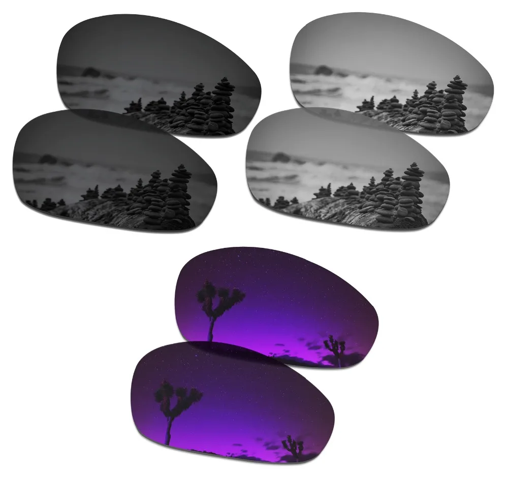 

SmartVLT 3 Pairs Polarized Sunglasses Replacement Lenses for Oakley Juliet Stealth Black and Silver Titanium and Plasma Purple