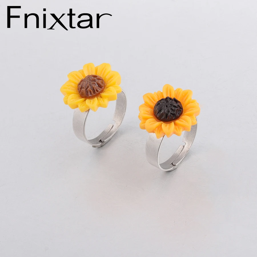 Fnixtar Resin SunFlower Ring Small Daisy Chrysanthemum Adjustable Stainless Steel Ring For Women 10 Piece/lot
Fnixtar Resin SunFlower Ring Small Daisy Chrysanthemum Adjustable Stainless Steel Ring For Women 10 Piece/lot