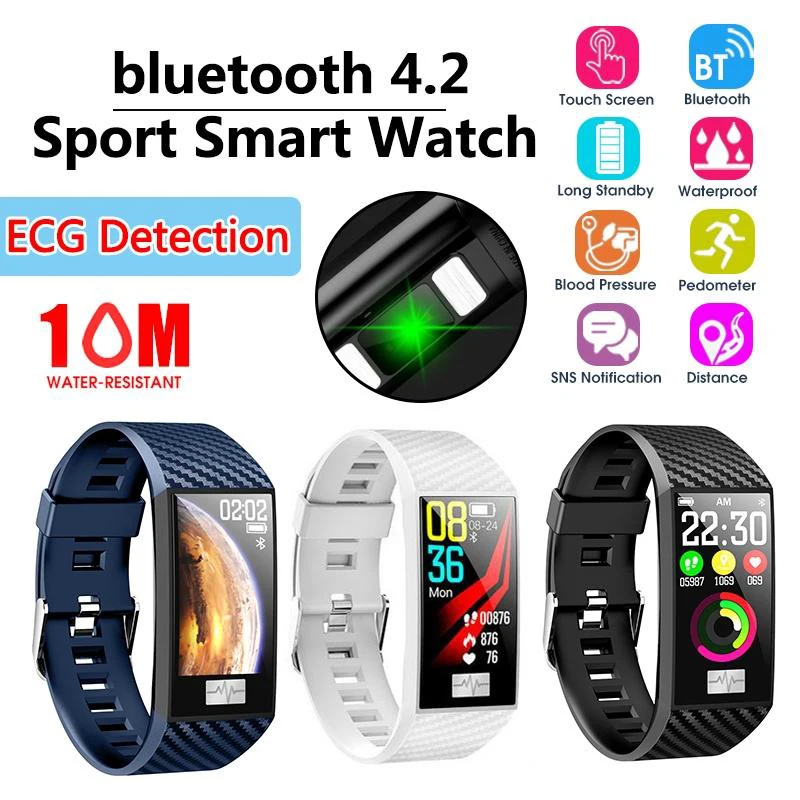 

smart Band smartwatch Bracelet ECG Heart Rate blood pressure Monitor Fitness Tracker Waterproof men Sport IP68 pk mi band 4