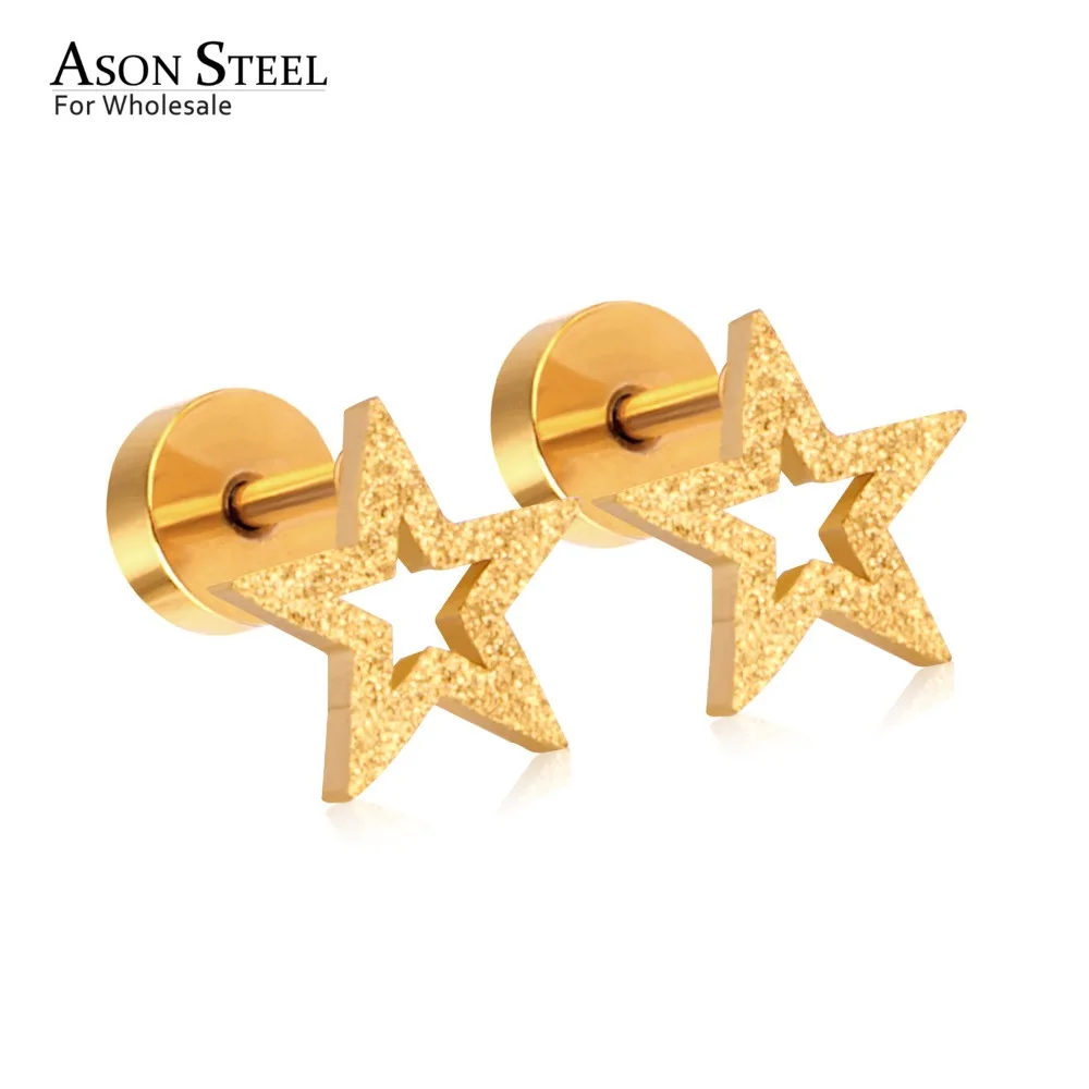 2er set pendientes 316l acero inoxidable estrella Star 8mm plata negro señora caballero