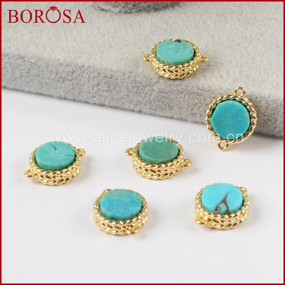 BOROSA Fashion Round Gold Color Bezel Natural Turquoises Connector Double Bails,Drusy Gems Stone Connector for Bracelet ZG0164
BOROSA Fashion Round Gold Color Bezel Natural Turquoises Connector Double Bails,Drusy Gems Stone Connector for Bracelet ZG0164