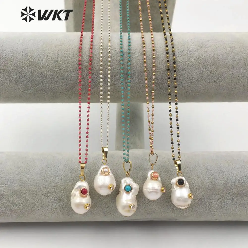 WT-JN091 WKT Special Design Multi-optional Colors Crystal Necklace With Baroque Pearl Pendant Gift For Women
WT-JN091 WKT Special Design Multi-optional Colors Crystal Necklace With Baroque Pearl Pendant Gift For Women