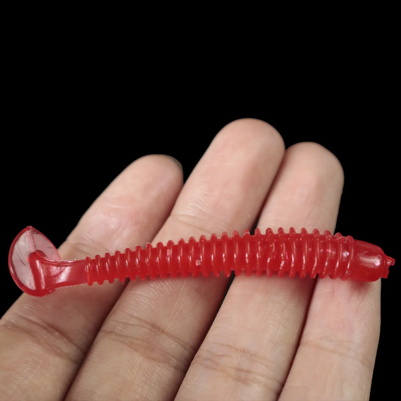 Description Picture 6 of item10pcs/lot soft Fishing Lure 5cm/0.7g Jig Wobblers Swimbait Artificial  Spiral T tail Silicone Bait worm pesca Carp Bass Lures