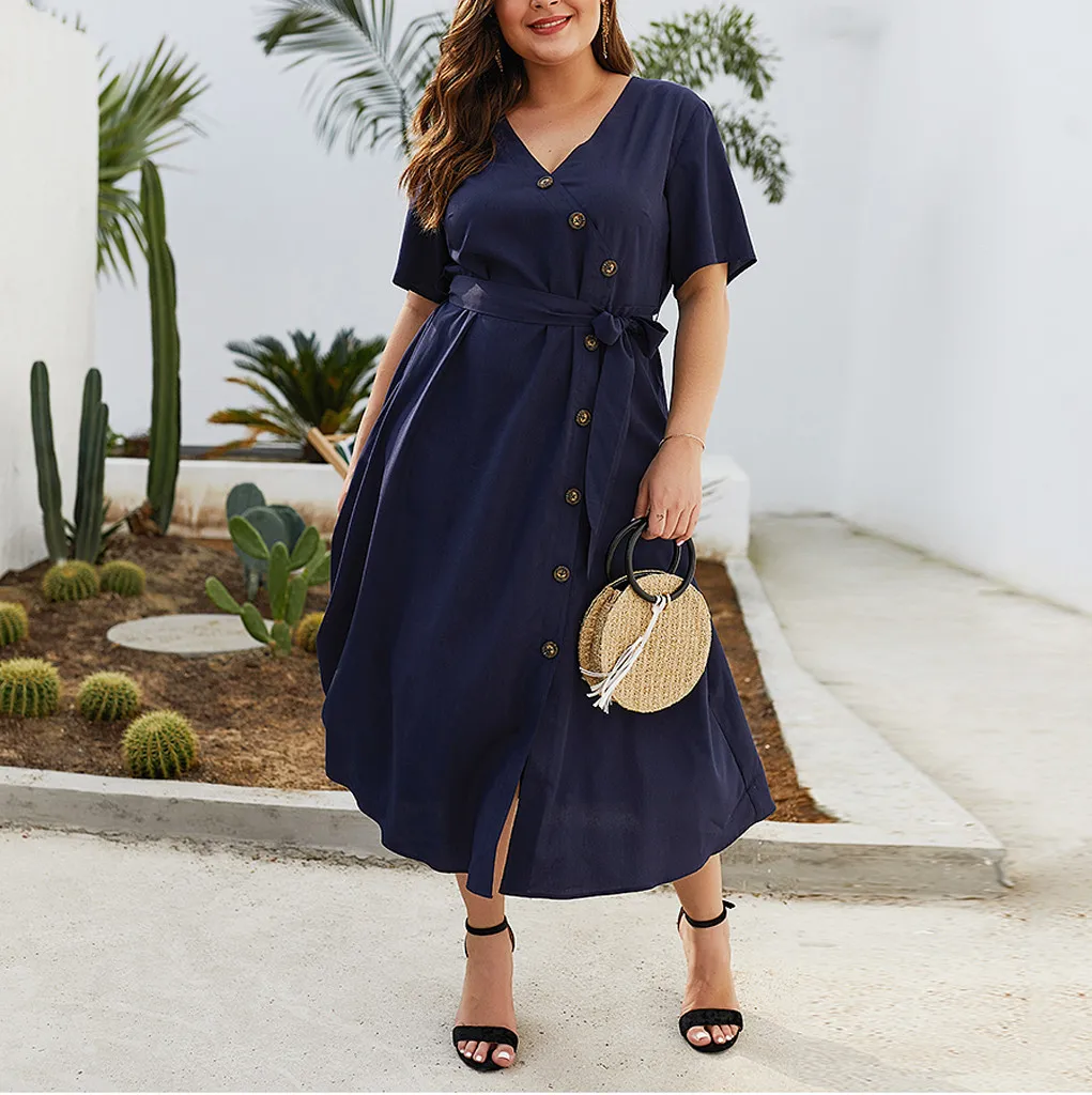 2019 Newly Plus Size Casual Elegant Office Womens Wrap Solid Button V-Neck Dress Ladies Summer Travlel Holiday Dress 50
2019 Newly Plus Size Casual Elegant Office Womens Wrap Solid Button V-Neck Dress Ladies Summer Travlel Holiday Dress 50
