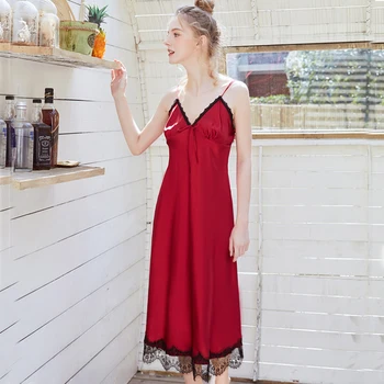 NG0374 Sexy Lingerie Nightdress Women Nightwear V-Neck Sleeveless Lace Nightgown Sleepshirt Sleepwear Female Nightie Night Dress
NG0374 Sexy Lingerie Nightdress Women Nightwear V-Neck Sleeveless Lace Nightgown Sleepshirt Sleepwear Female Nightie Night Dress