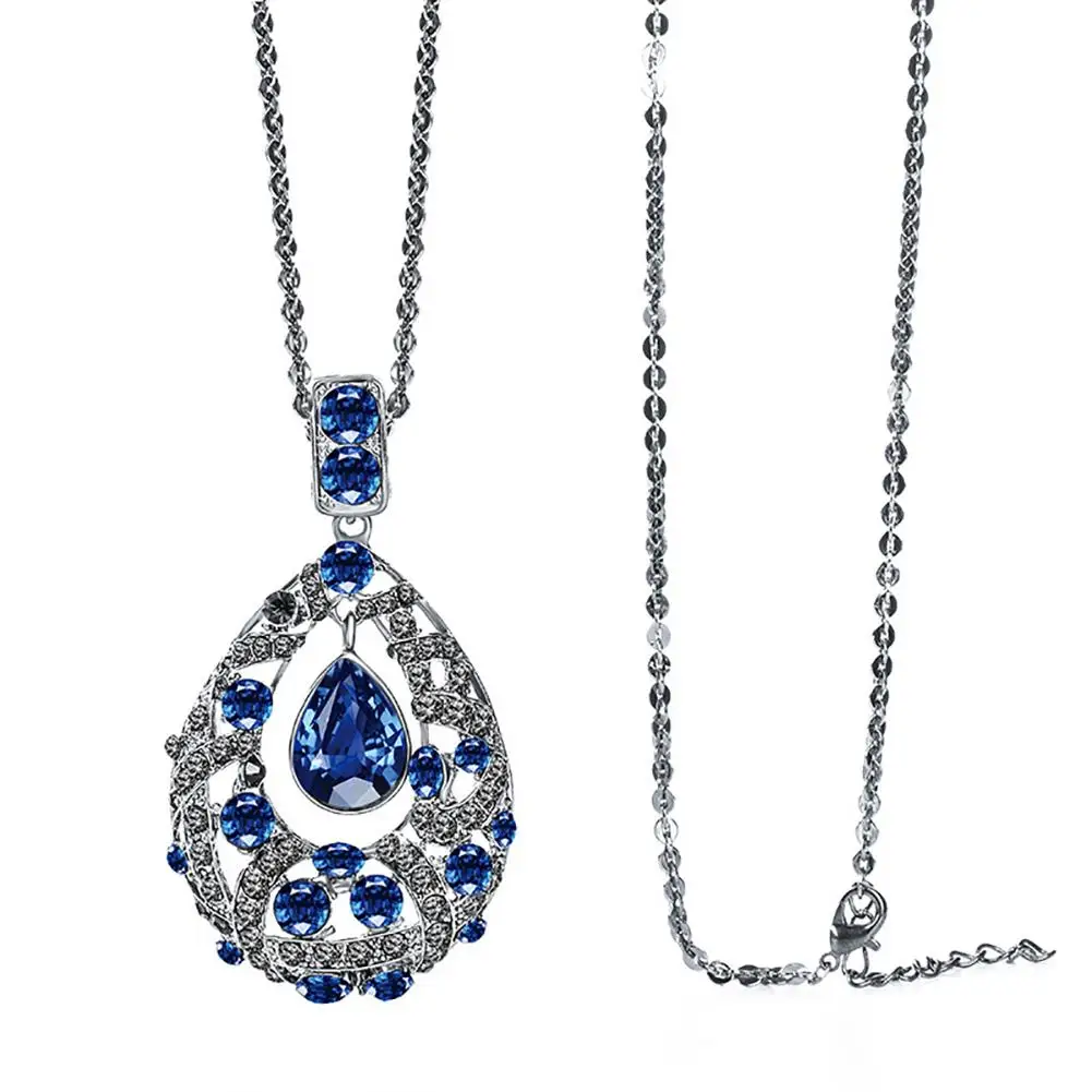 Fashion Women Blue Rhinestone Water-Drop Long Pendant Necklace Sweater Chain Decor Jewelry Gift
Fashion Women Blue Rhinestone Water-Drop Long Pendant Necklace Sweater Chain Decor Jewelry Gift