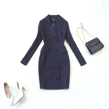 Vadim Real Time-limited Full Dress 2019 Autumn Women's Dress Large Size Suit Collar Double-breasted Imitation Striped Clothing
Vadim Real Time-limited Full Dress 2019 Autumn Women's Dress Large Size Suit Collar Double-breasted Imitation Striped Clothing
