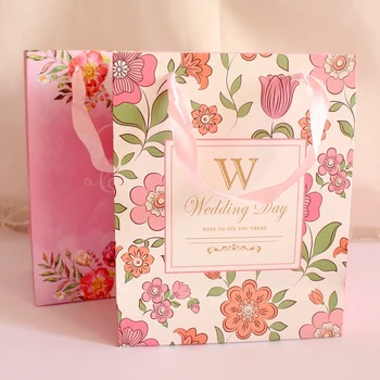 10pcs Free shipping Pink flowers gift bag Wedding supplies Tote bag wrapping paper paper bags with handles
10pcs Free shipping Pink flowers gift bag Wedding supplies Tote bag wrapping paper paper bags with handles