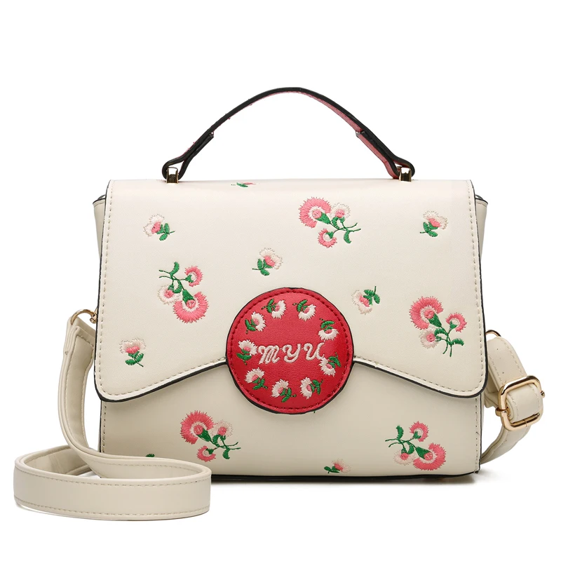 Дропшиппинг Для женщин Сумка Высокое качество PU кожа вышивка цветок Flap Crossbody Bag