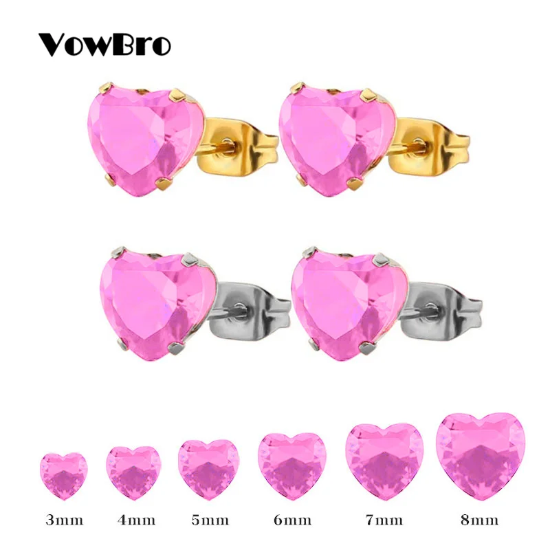 VowBro AAA Cubic Zirconia Earrings Small Pink Heart Ear Studs for Women Kid Surgical Steel Earring Stud Zircon Stone Jewelry
VowBro AAA Cubic Zirconia Earrings Small Pink Heart Ear Studs for Women Kid Surgical Steel Earring Stud Zircon Stone Jewelry