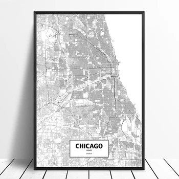 CHICAGO, ILLINOIS, UNITED STATES Black White Custom World City Map Poster Canvas Prints Nordic Style Wall Art Home Decor
CHICAGO, ILLINOIS, UNITED STATES Black White Custom World City Map Poster Canvas Prints Nordic Style Wall Art Home Decor