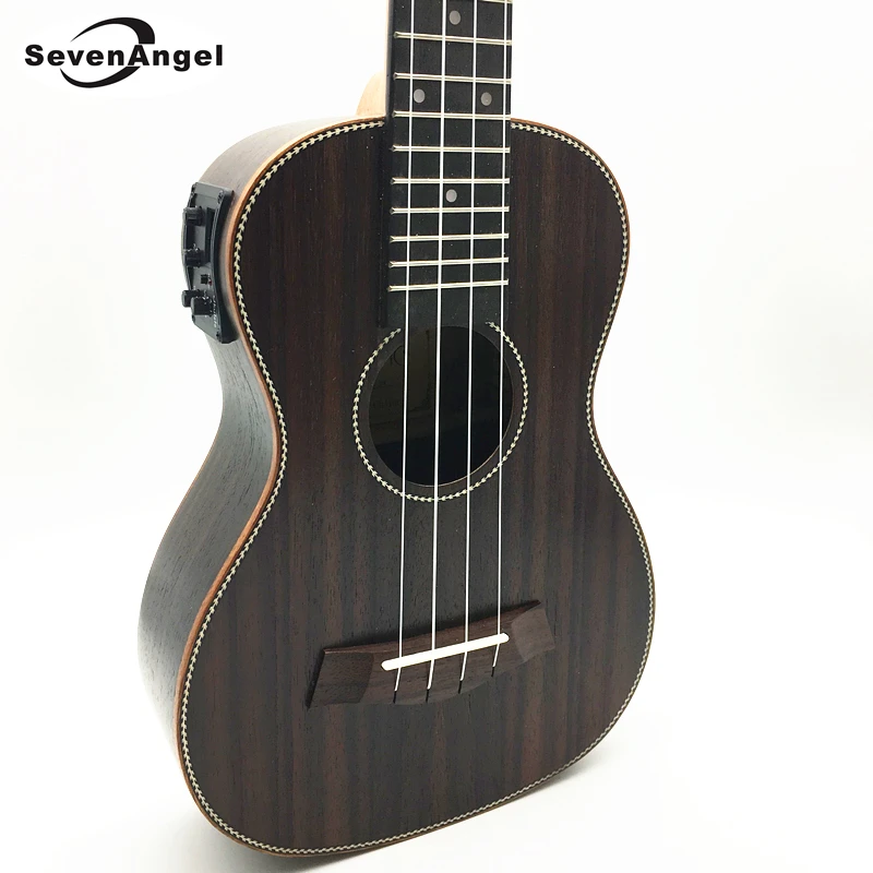 

SevenAngel Concert Electric Acoustic Ukulele 23 inch Rosewood Hawaiian 4 Strings Guitar 17 Fret Electric Ukelele with Pickup EQ