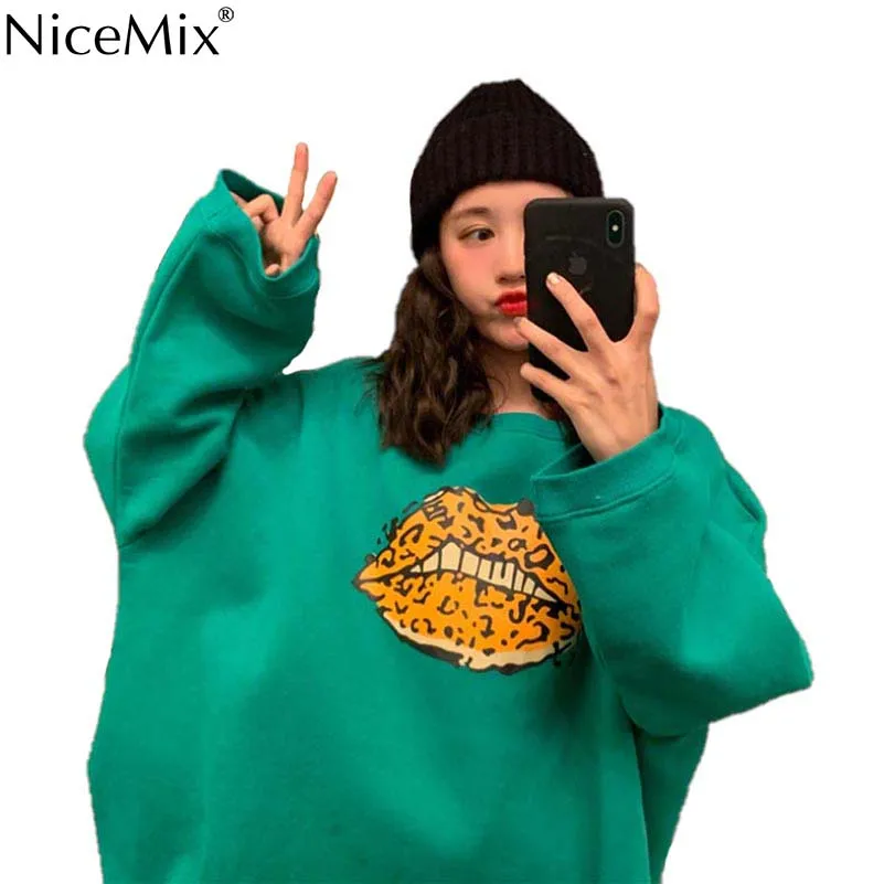 NiceMix Autumn Harajuku Sweatshirt Women Velvet Pullovers Print Leopard Lip Oversized Jumpers Pull Femme Jersey Mujer Hiver 2019
NiceMix Autumn Harajuku Sweatshirt Women Velvet Pullovers Print Leopard Lip Oversized Jumpers Pull Femme Jersey Mujer Hiver 2019