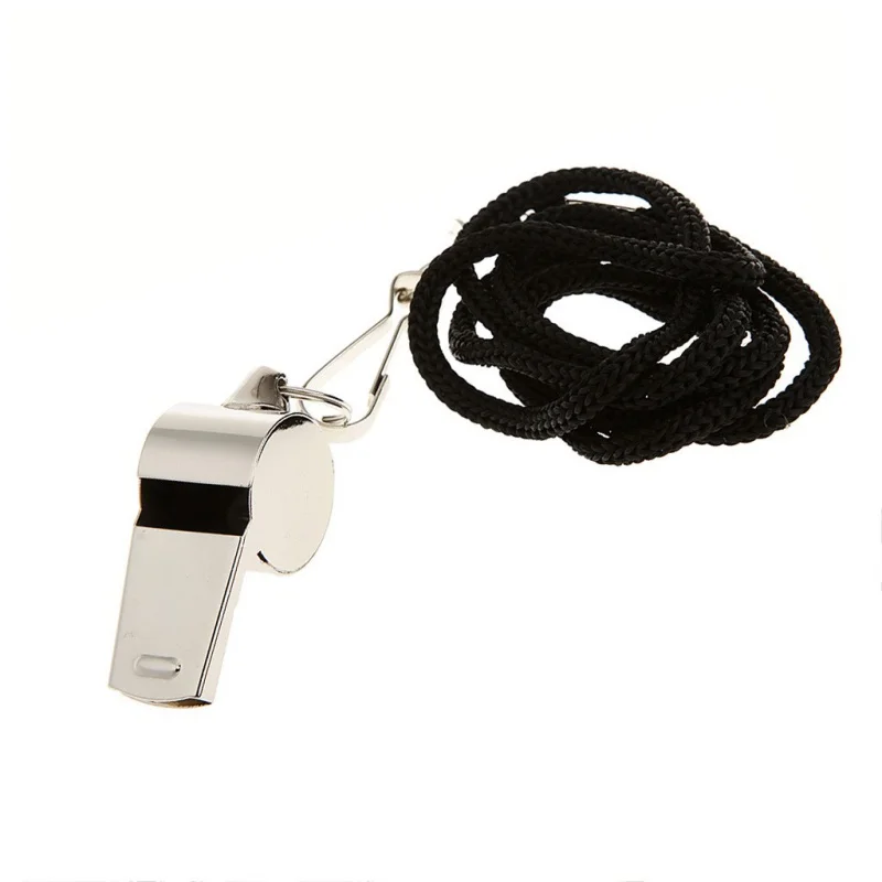 High quality Emergency Survival Whistle Metal Referee Whistle With Black Lanyard Training Referee Sport Rugby Party Use
High quality Emergency Survival Whistle Metal Referee Whistle With Black Lanyard Training Referee Sport Rugby Party Use