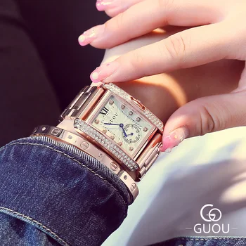 Luxury GUOU Rose Gold Rectangle Roman Dial Crystal Rhinestone Bracelet Quartz Wrist Watch Women Girls Wristwatches 8121
Luxury GUOU Rose Gold Rectangle Roman Dial Crystal Rhinestone Bracelet Quartz Wrist Watch Women Girls Wristwatches 8121