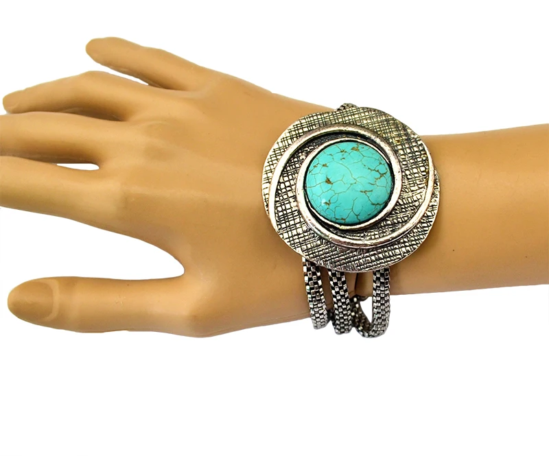 Turkish Vintage Charms Round Blue Stone Tibetan Silver Snake Chain Bracelets & Bangles Women Boho Party Tribal Gypsy Jewelry
Turkish Vintage Charms Round Blue Stone Tibetan Silver Snake Chain Bracelets & Bangles Women Boho Party Tribal Gypsy Jewelry