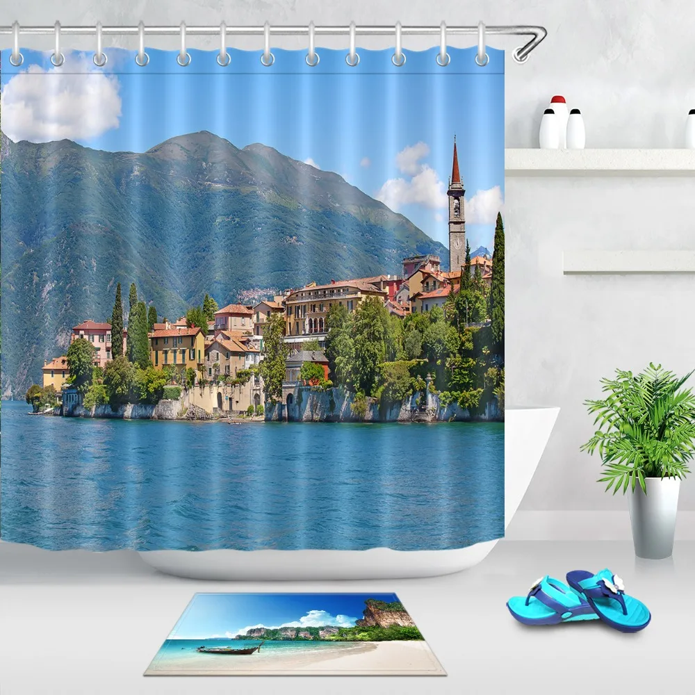 LB Panoramic view of Varena Town Como Lake Italy Shower Curtain with Mat Set Waterproof Bathroom Fabric For Nature Bathtub Decor
LB Panoramic view of Varena Town Como Lake Italy Shower Curtain with Mat Set Waterproof Bathroom Fabric For Nature Bathtub Decor