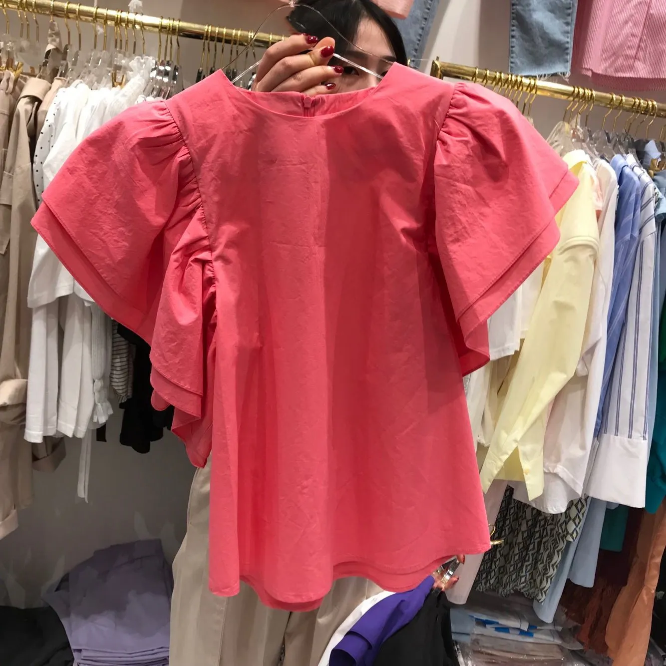 Ruffle Sleeve Trim T Shirt Casual Elegant Short Sleeve Summer Women Plain T Shirt Female Solid Loose Sweet T Shirt
Ruffle Sleeve Trim T Shirt Casual Elegant Short Sleeve Summer Women Plain T Shirt Female Solid Loose Sweet T Shirt