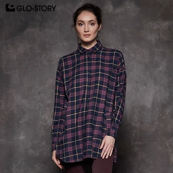 GLO-STORY 2018 Autumn Fashion Women Blouses Plaid Button Long Shirts Female Shirts Women Tunic Ladies Top WYQ-6887
GLO-STORY 2018 Autumn Fashion Women Blouses Plaid Button Long Shirts Female Shirts Women Tunic Ladies Top WYQ-6887