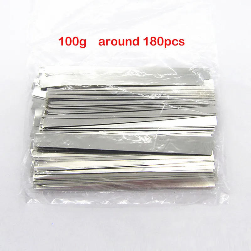 100g around 180pcs 100*7MM 18650 Lithium Li-ion Battery Connector Nickel-plated Steel Nickel Sheet Strip DIY Tape Spot Welding
100g around 180pcs 100*7MM 18650 Lithium Li-ion Battery Connector Nickel-plated Steel Nickel Sheet Strip DIY Tape Spot Welding