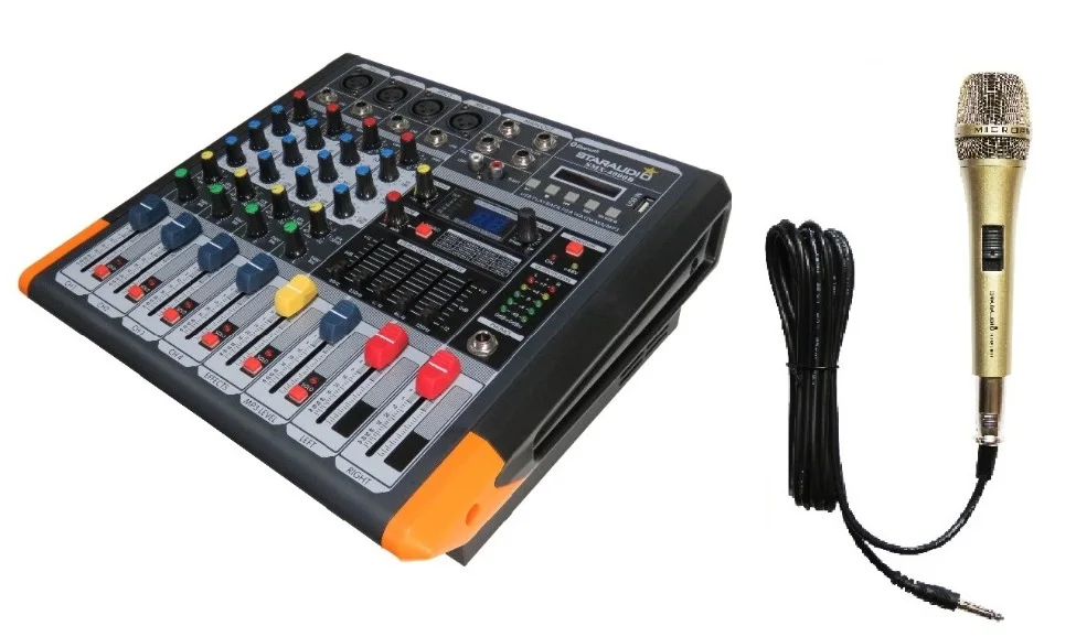 STARAUDIO Pro Stage Live Studio 4 Channel 2000W MP3 Bluetooth USB Amplifier Power Mixer W/1 Handheld Microphone SMX-4000B
STARAUDIO Pro Stage Live Studio 4 Channel 2000W MP3 Bluetooth USB Amplifier Power Mixer W/1 Handheld Microphone SMX-4000B