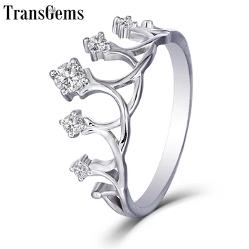 Transgems Solid 14K 585 White Gold Ladies Ring F Color Moissanite Crown Shaped Ring for Women Stackable Wedding Band
Transgems Solid 14K 585 White Gold Ladies Ring F Color Moissanite Crown Shaped Ring for Women Stackable Wedding Band